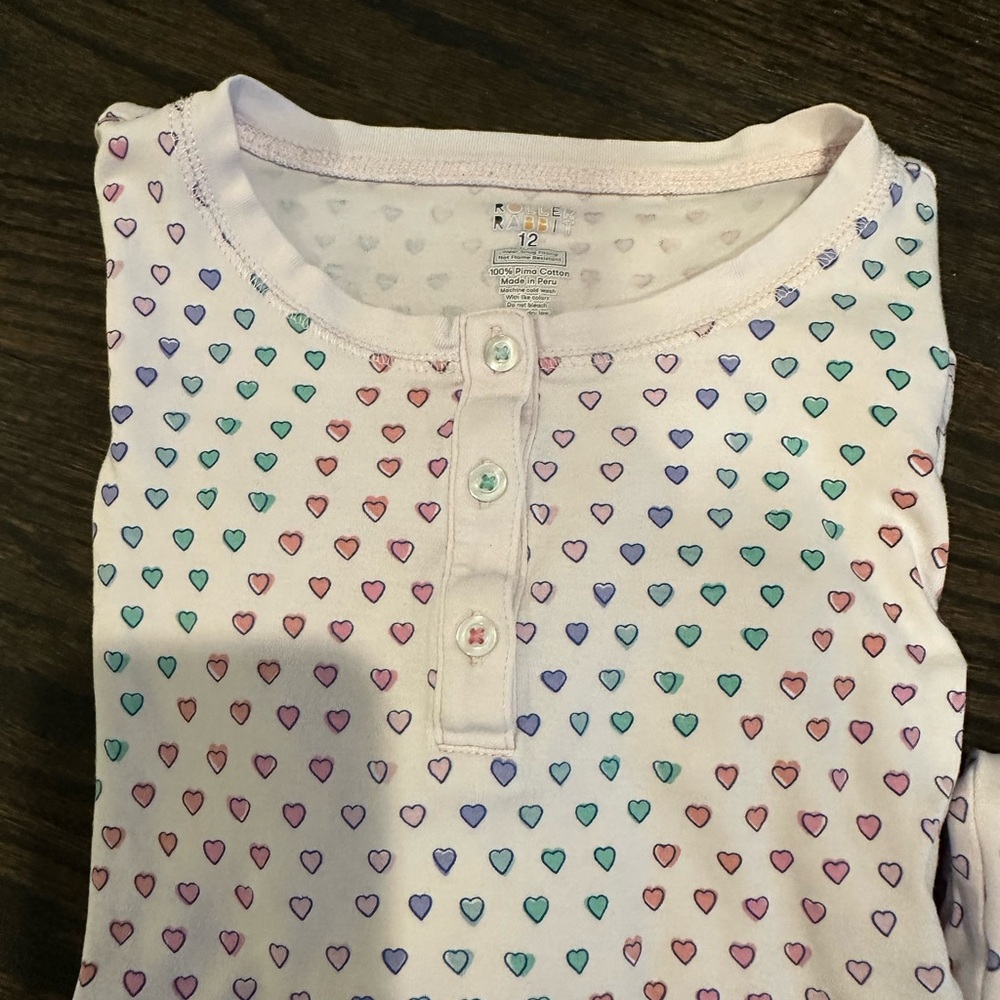 Roller Rabbit Pink with Multicolor Heart Print Kids Pajamas